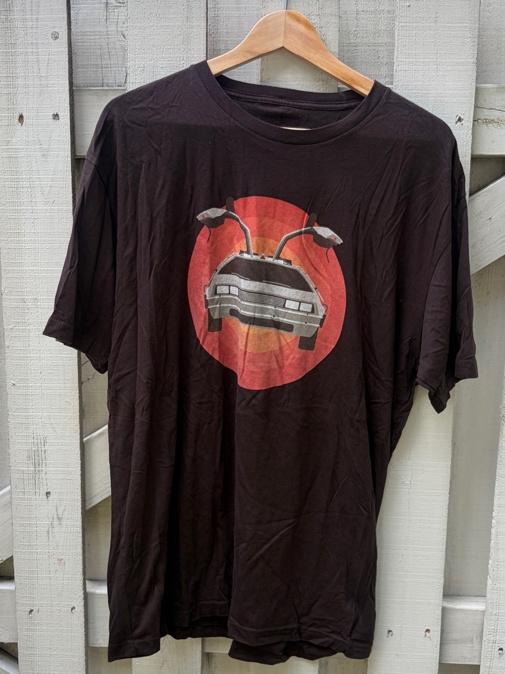 Back to the Future DeLorean Sunset Graphic Tee Black Men's XL GUC